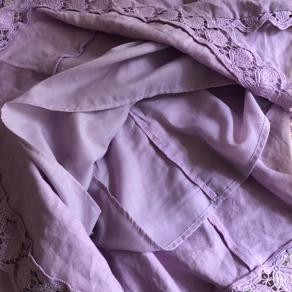 New w Tag: Endless Rose Cotton Linen Lavender Dress with Lace. Size Medium - Picture 7 of 10